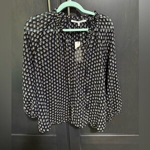 Vici Navy and White Patterned Women's Top